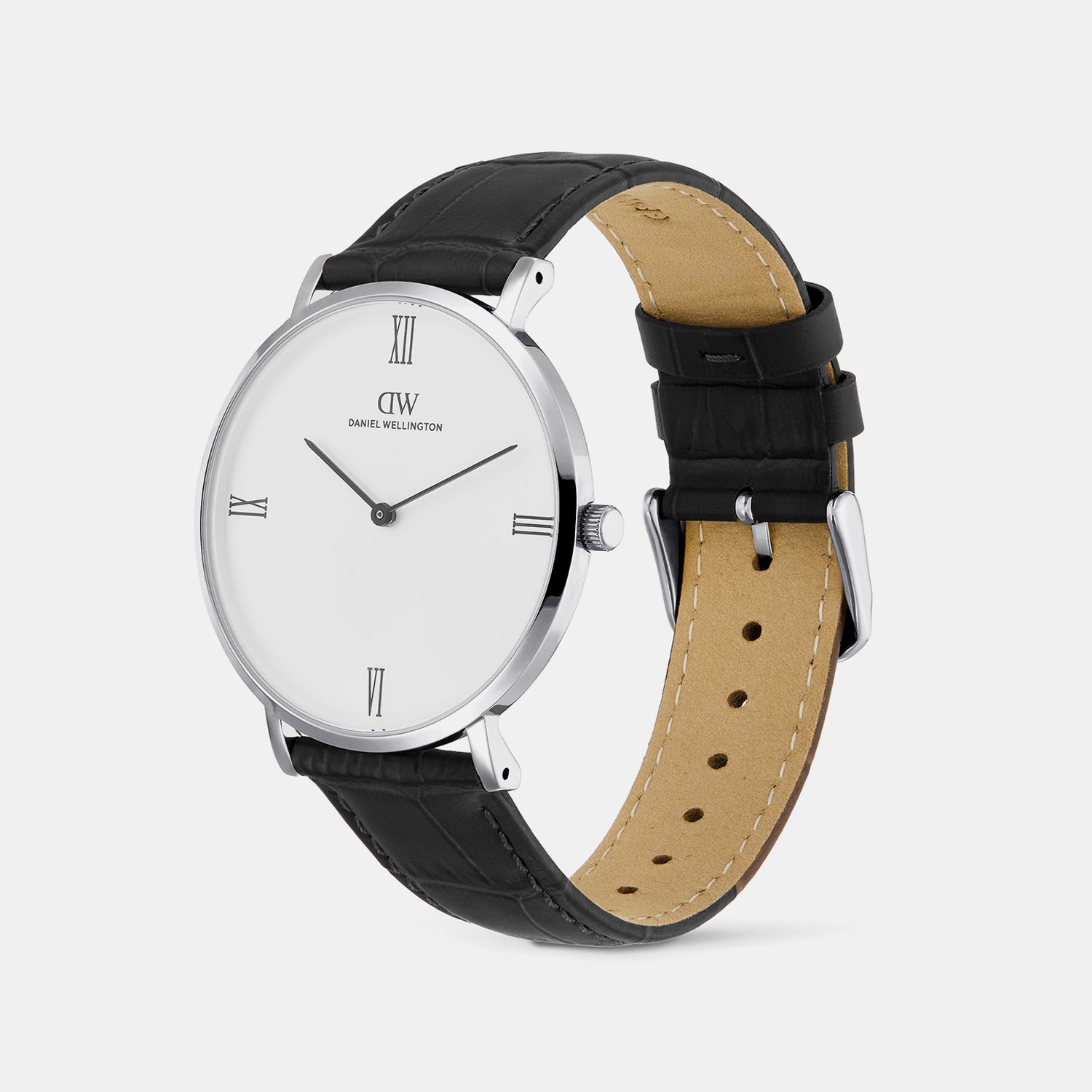 Men Quartz White Dial Analog Leather Watch DW0DG2300