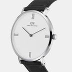 Men Quartz White Dial Analog Leather Watch DW0DG2300