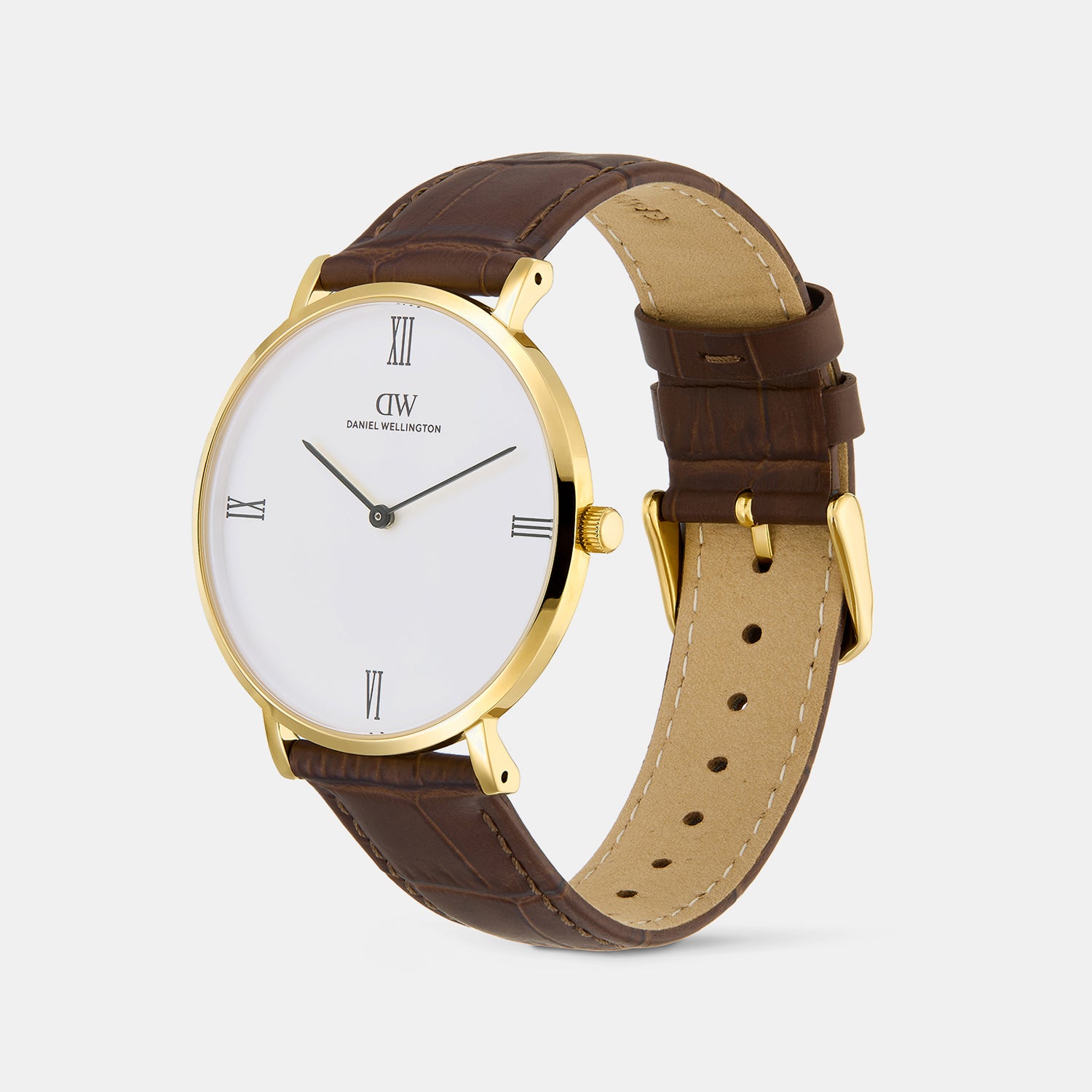 Men Quartz White Dial Analog Leather Watch DW0DG2302