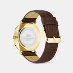 Men Quartz White Dial Analog Leather Watch DW0DG2302