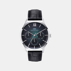 Men Quartz Teal Dial Multi-function Leather Watch DW0DG2400