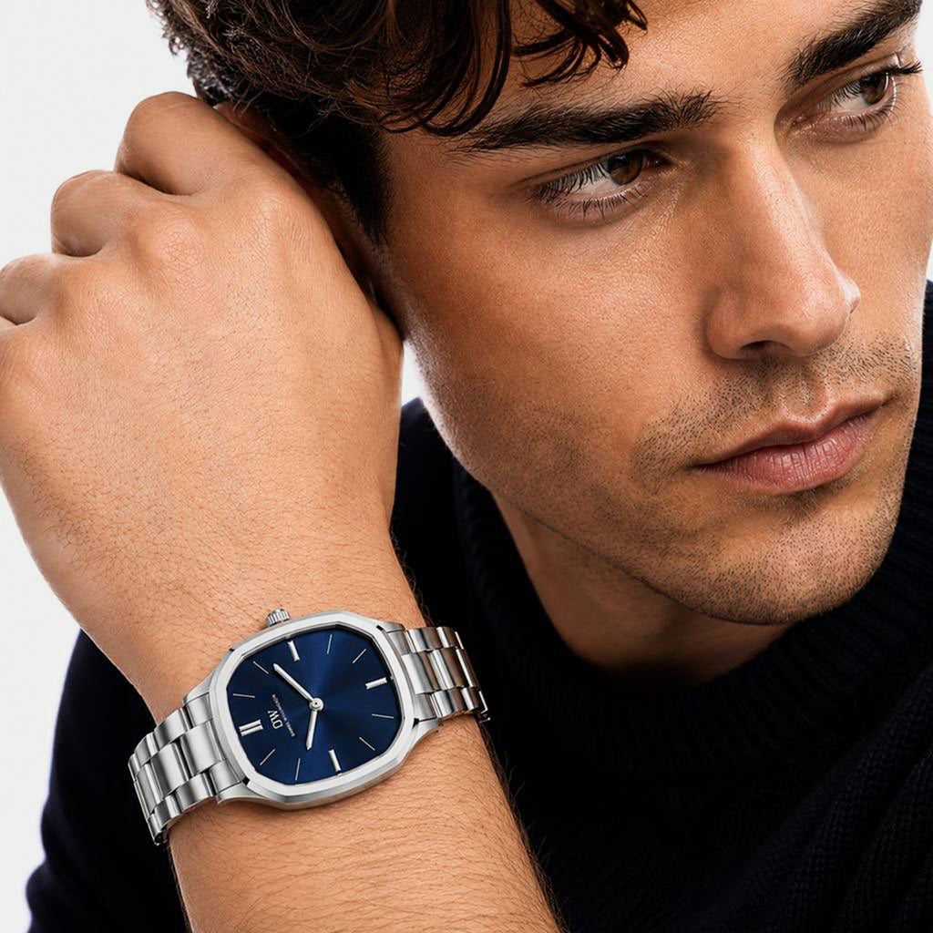 Men Quartz Blue Dial Analog Stainless Steel Watch DW0DG2500