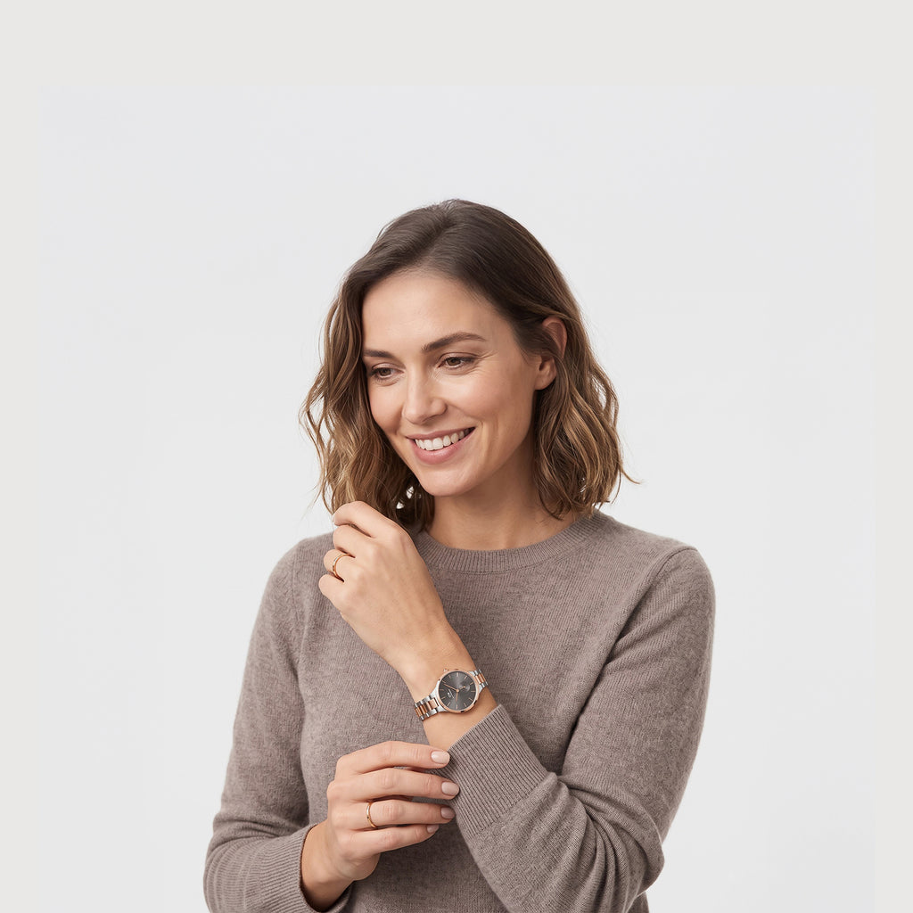 Women Quartz Grey Dial Analog Stainless Steel Watch DW0DL2301