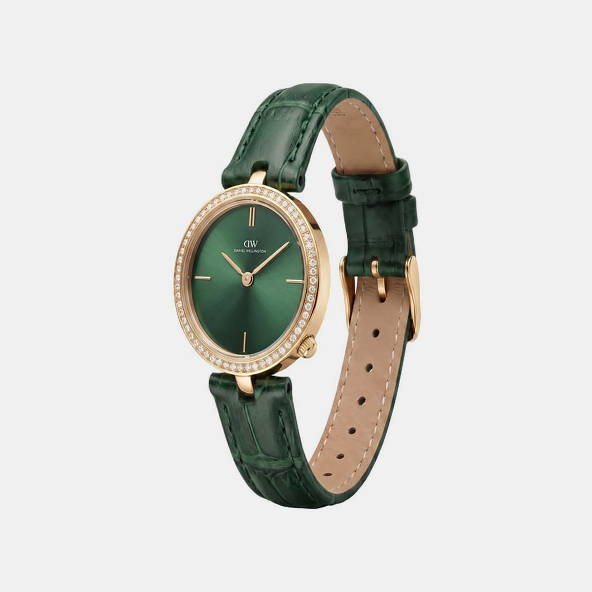 Women Quartz Green Dial Analog Leather Watch DW0DL2400