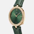 Women Quartz Green Dial Analog Leather Watch DW0DL2400