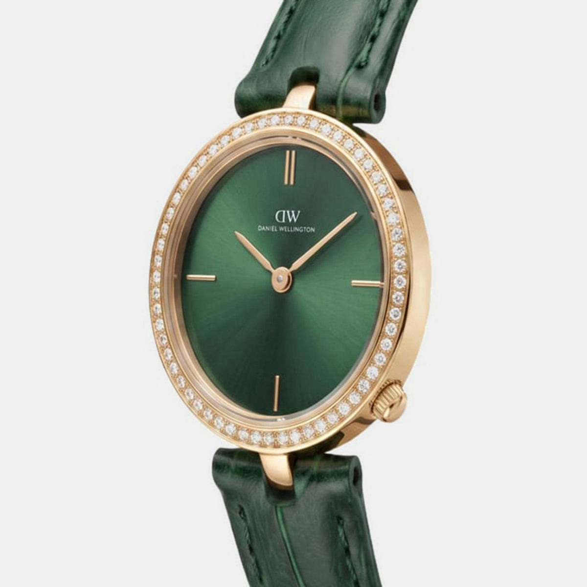 Women Quartz Green Dial Analog Leather Watch DW0DL2400