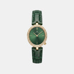 Women Quartz Green Dial Analog Leather Watch DW0DL2400