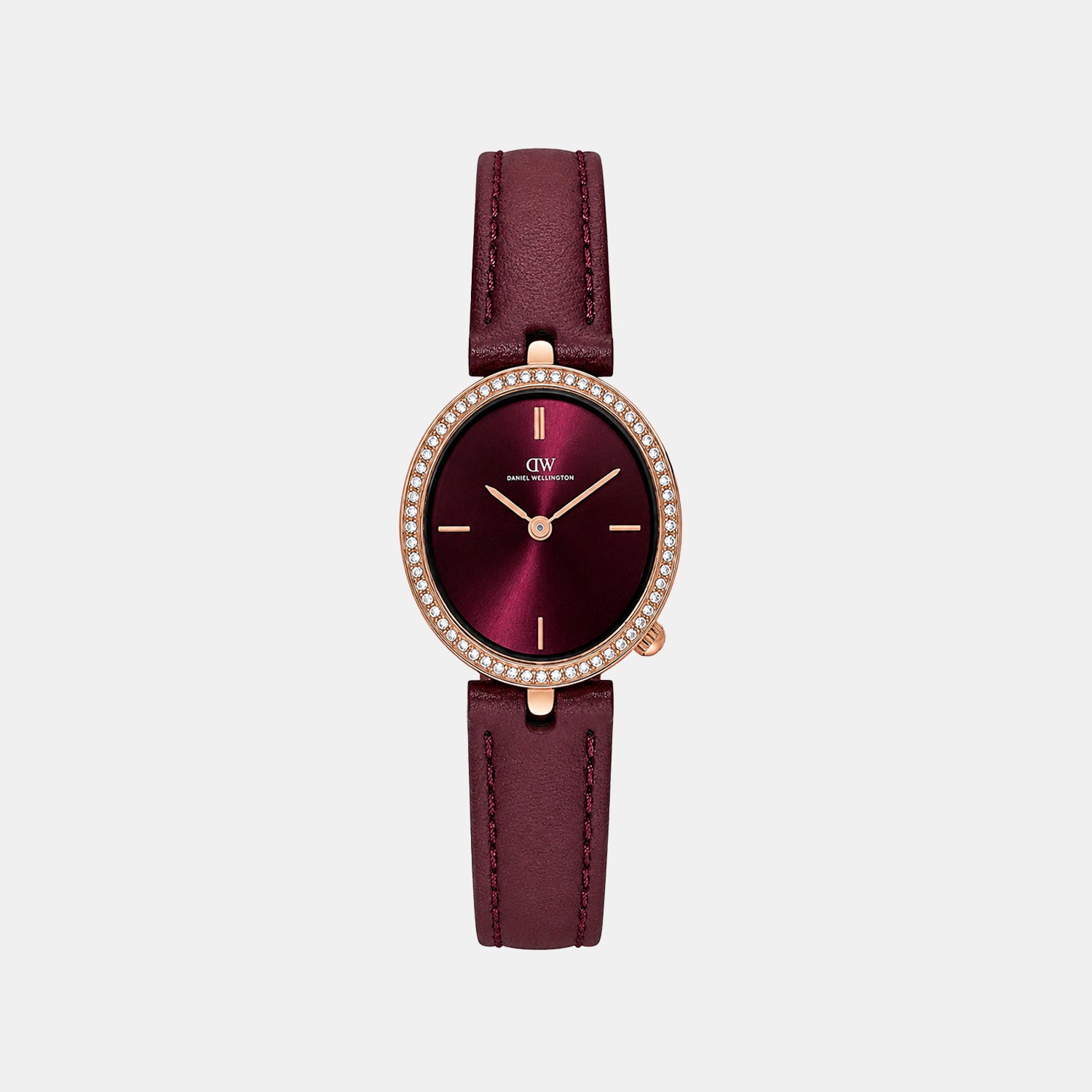 Women Quartz Burgundy Dial Analog Leather Watch DW0DL2401