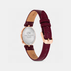 Women Quartz Burgundy Dial Analog Leather Watch DW0DL2401