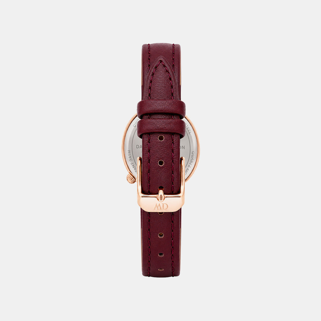 Women Quartz Burgundy Dial Analog Leather Watch DW0DL2401