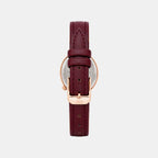 Women Quartz Burgundy Dial Analog Leather Watch DW0DL2401