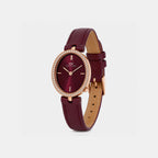 Women Quartz Burgundy Dial Analog Leather Watch DW0DL2401