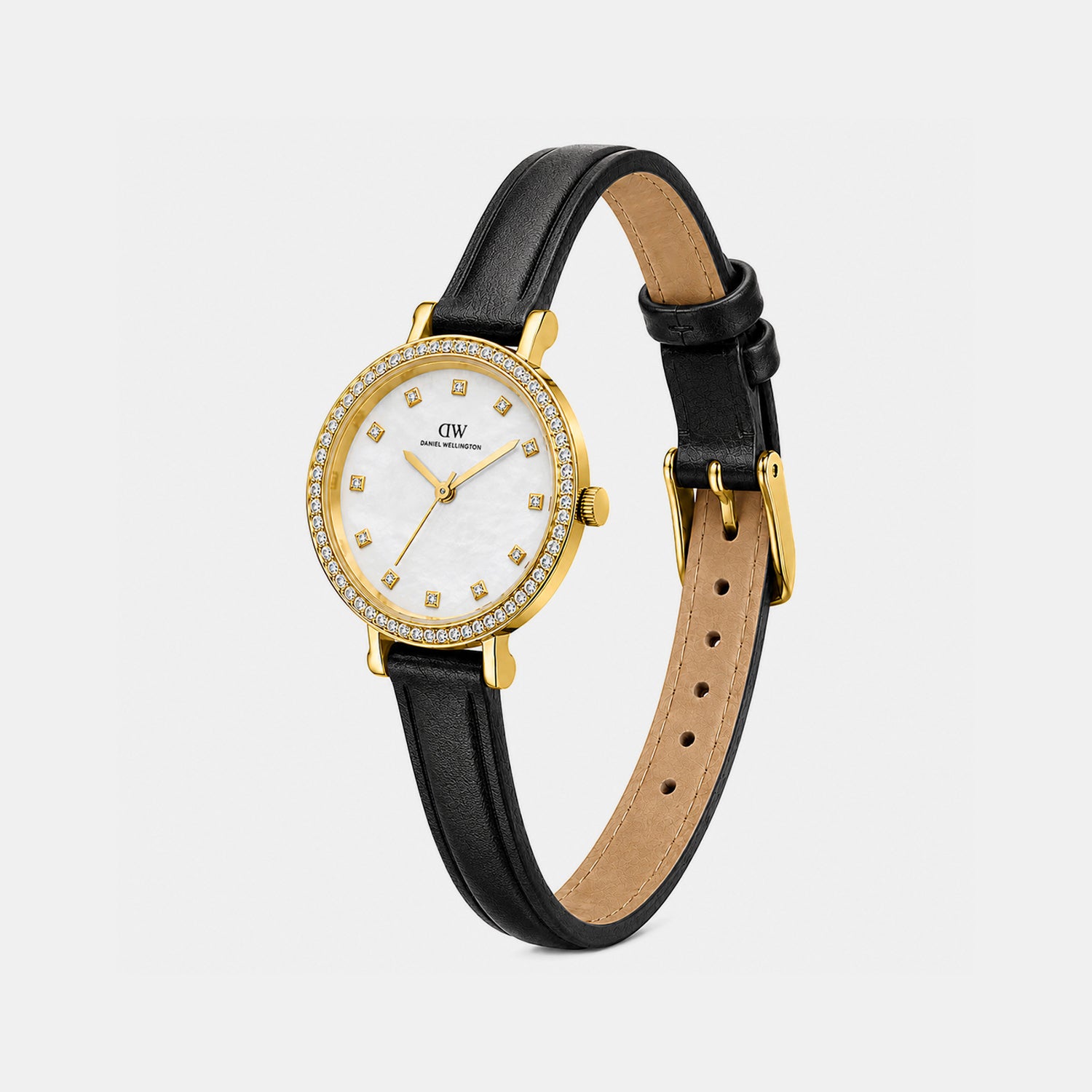 Women Quartz Mother Of Pearl Dial Analog Leather Watch DW0DL2500