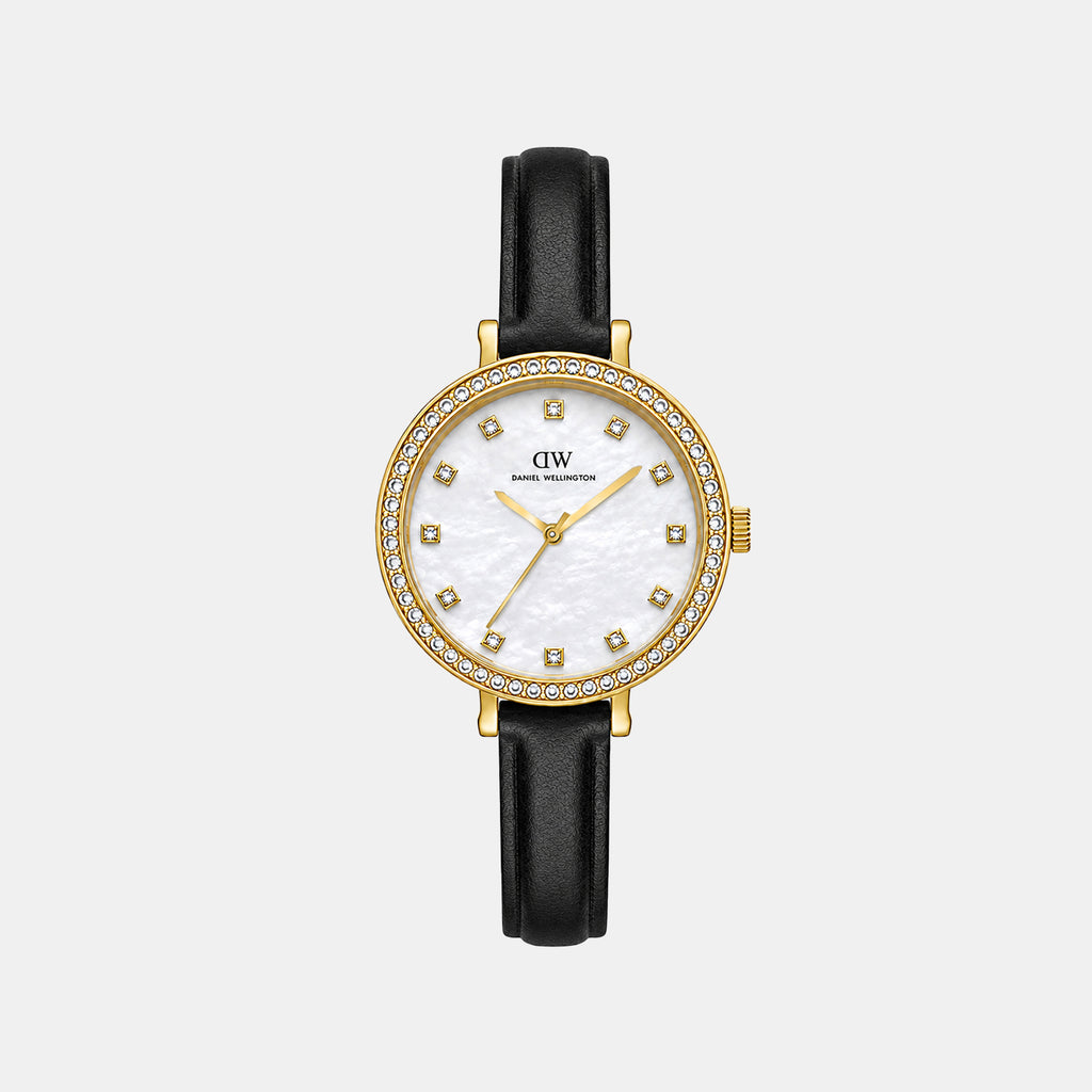 Women Quartz Mother Of Pearl Dial Analog Leather Watch DW0DL2500