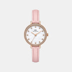 Women Quartz Mother Of Pearl Dial Analog Leather Watch DW0DL2501