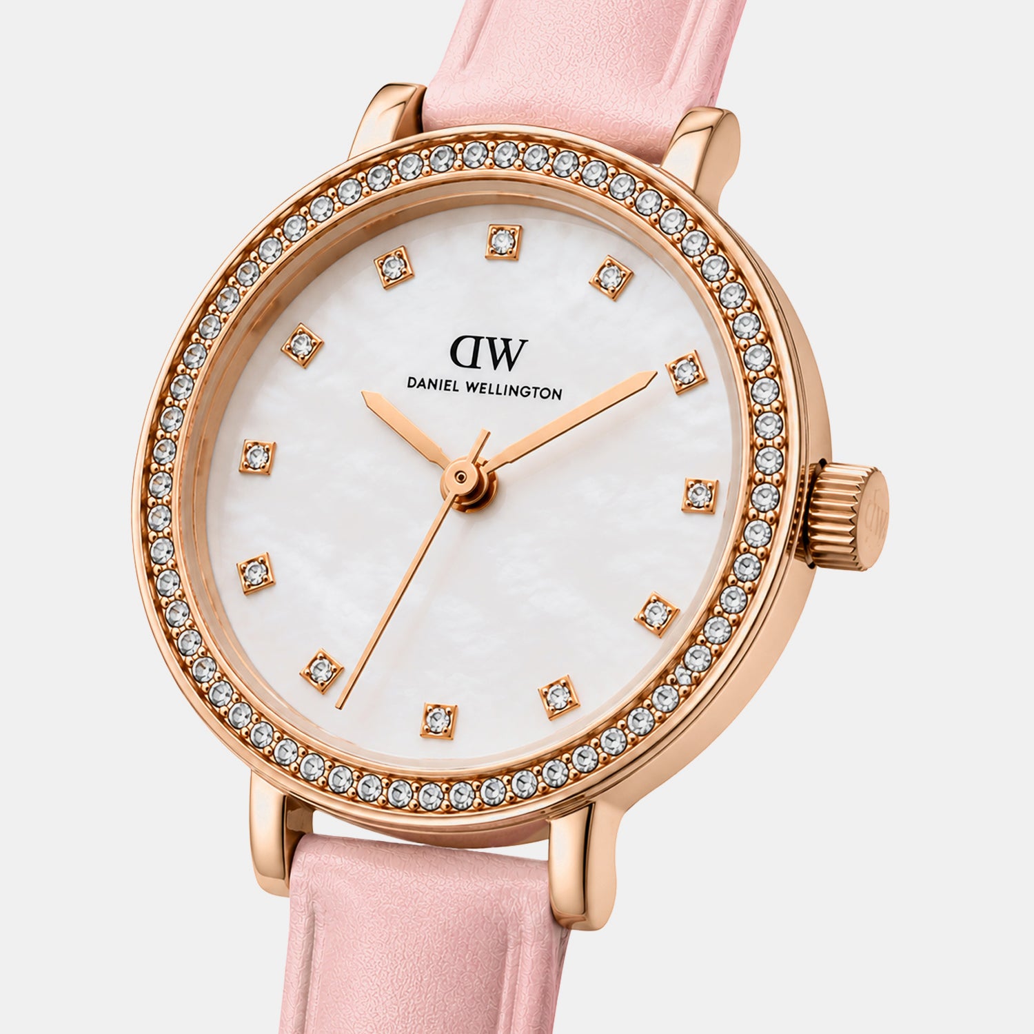 Women Quartz Mother Of Pearl Dial Analog Leather Watch DW0DL2501