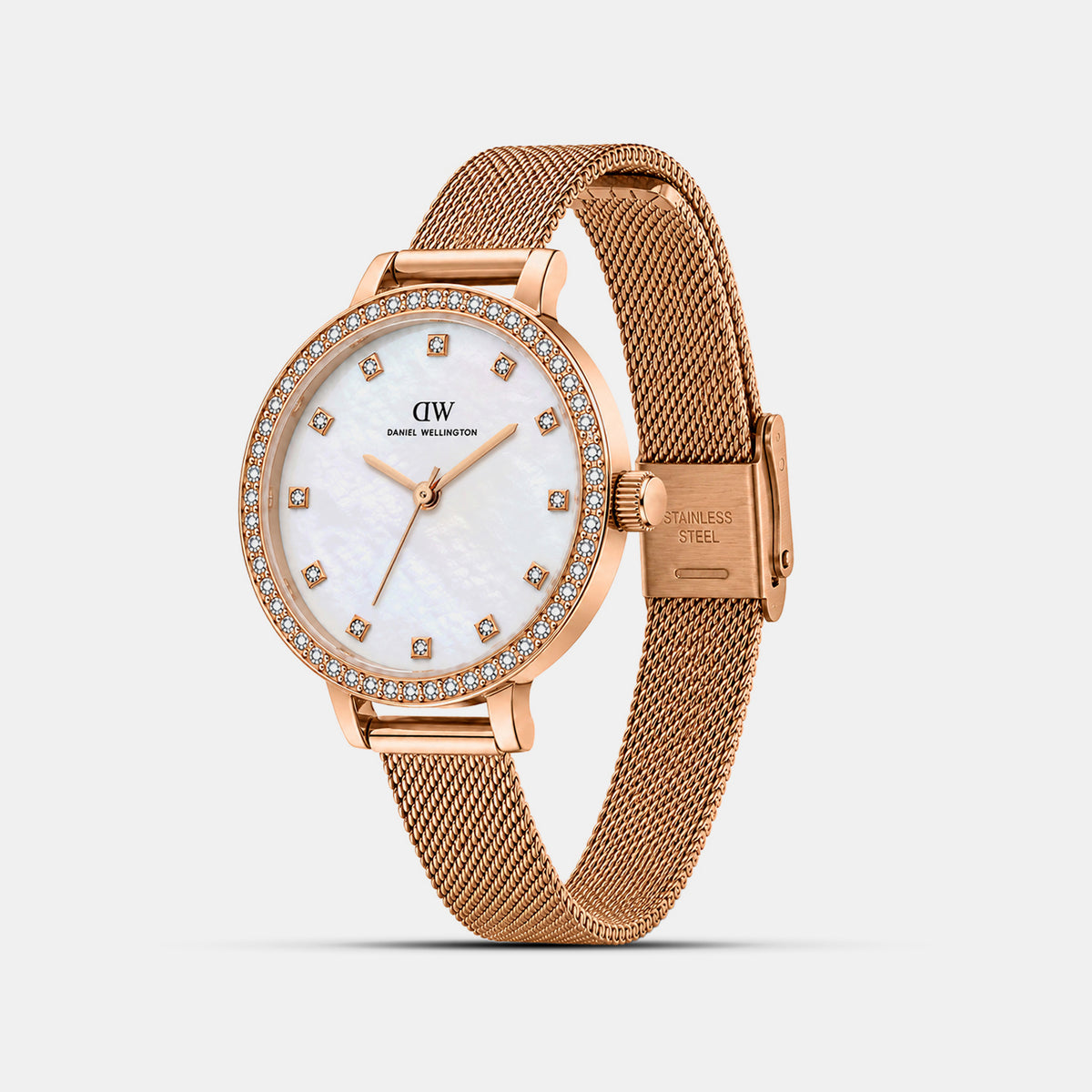 Women Quartz Mother Of Pearl Dial Analog Stainless Steel Watch DW0DL2502