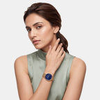 Women Quartz Blue Dial Analog Stainless Steel Watch DW0DL2700