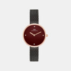 Women Quartz Burgundy Dial Analog Stainless Steel Watch DW0DL2702