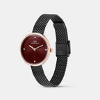 Women Quartz Burgundy Dial Analog Stainless Steel Watch DW0DL2702