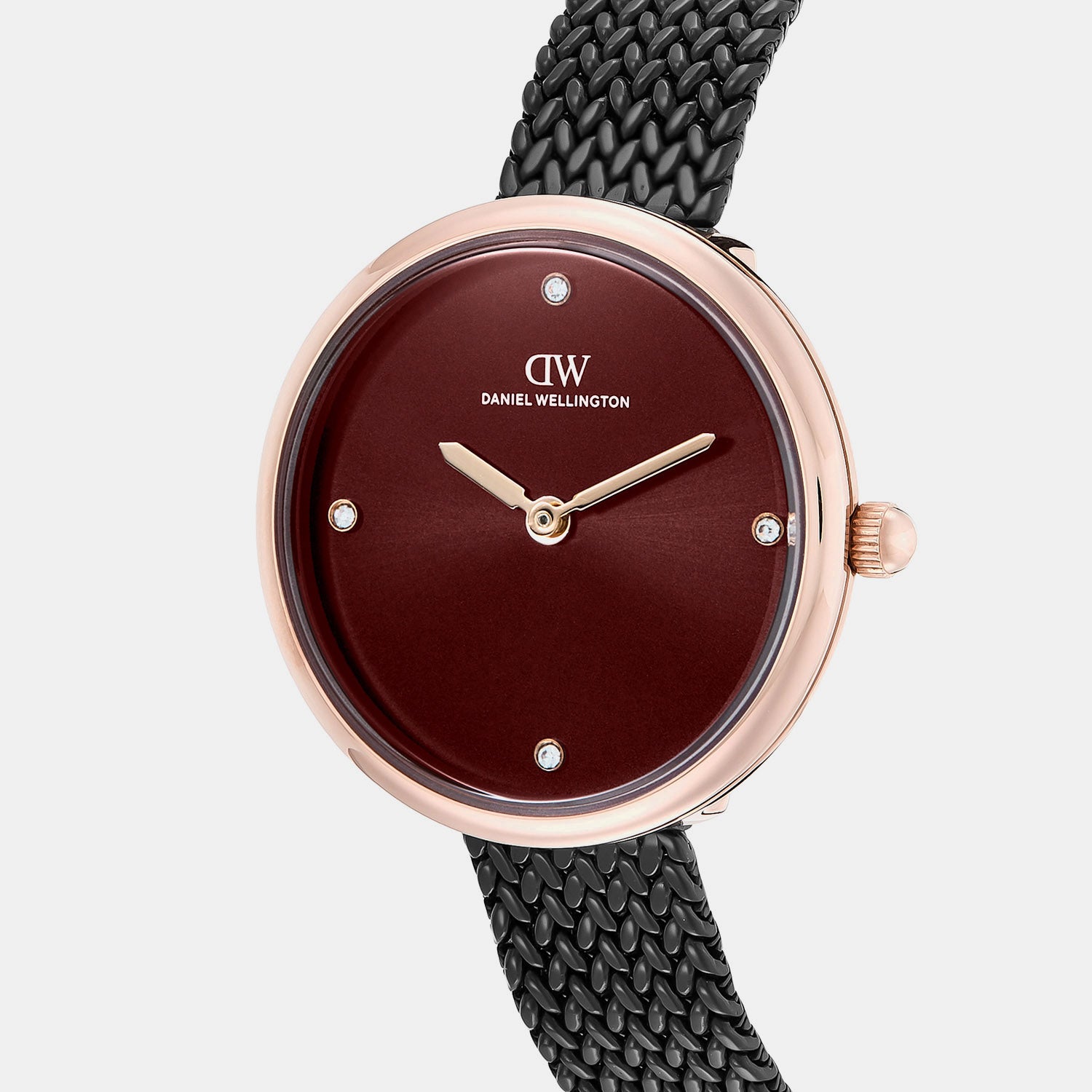 Women Quartz Burgundy Dial Analog Stainless Steel Watch DW0DL2702