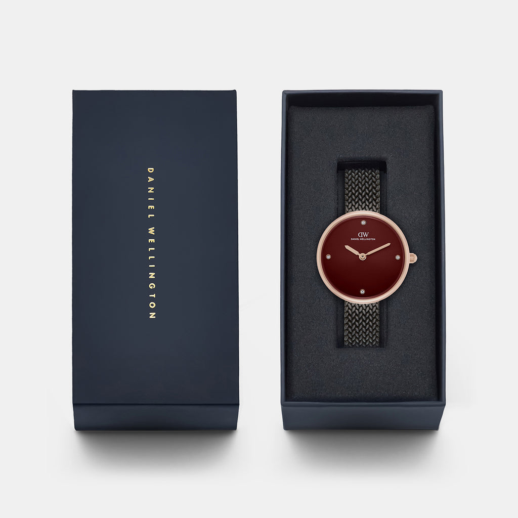 Women Quartz Burgundy Dial Analog Stainless Steel Watch DW0DL2702