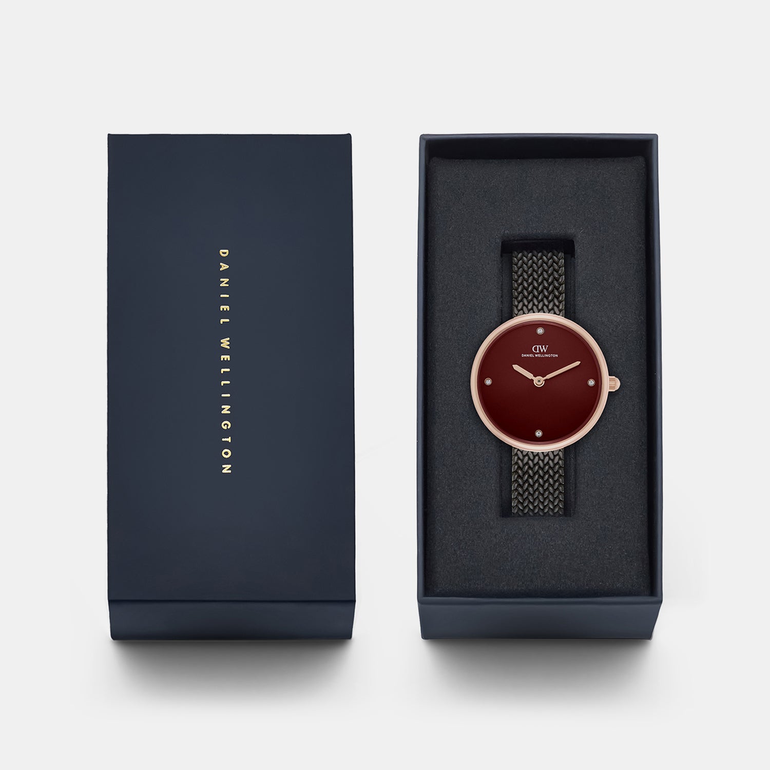 Women Quartz Burgundy Dial Analog Stainless Steel Watch DW0DL2702