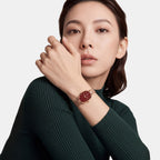 Women Quartz Burgundy Dial Analog Stainless Steel Watch DW0DL3001