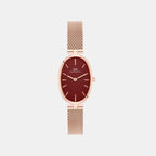 Women Quartz Burgundy Dial Analog Stainless Steel Watch DW0DL3001