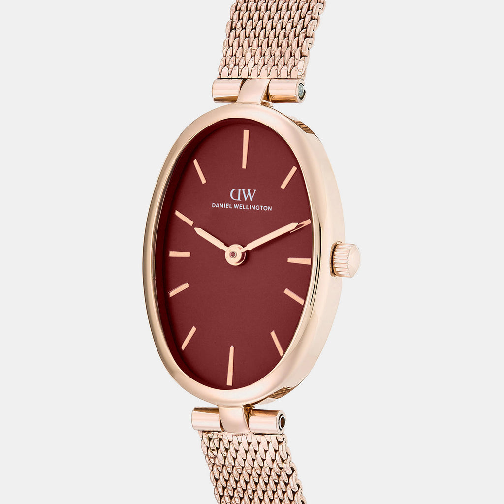 Women Quartz Burgundy Dial Analog Stainless Steel Watch DW0DL3001