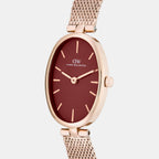 Women Quartz Burgundy Dial Analog Stainless Steel Watch DW0DL3001