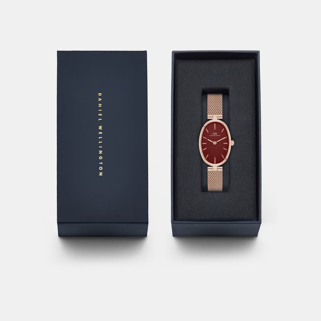 Women Quartz Burgundy Dial Analog Stainless Steel Watch DW0DL3001
