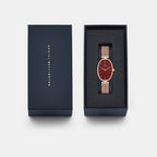 Women Quartz Burgundy Dial Analog Stainless Steel Watch DW0DL3001