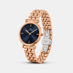 Women Quartz Blue Dial Analog Stainless Steel Watch DW0DL3100