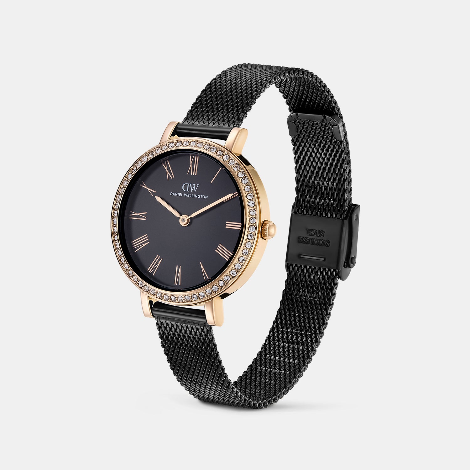 Women Quartz Black Dial Analog Stainless Steel Watch DW0DL3200