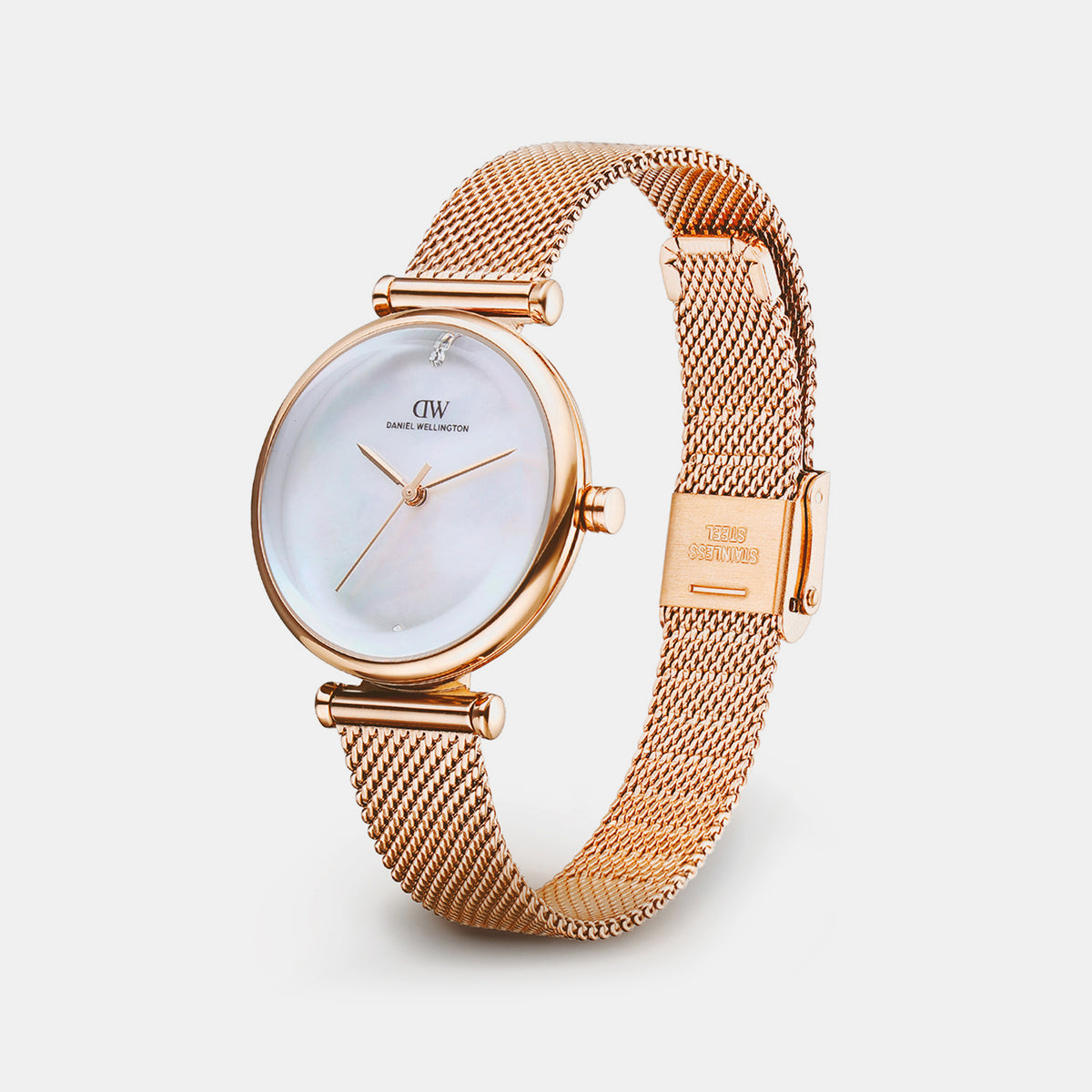 Women Quartz Mother Of Pearl Dial Analog Mesh Watch DW0DL3300