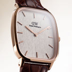 Marlon Men Quartz Cream Dial Analog Leather Watch DW00100955