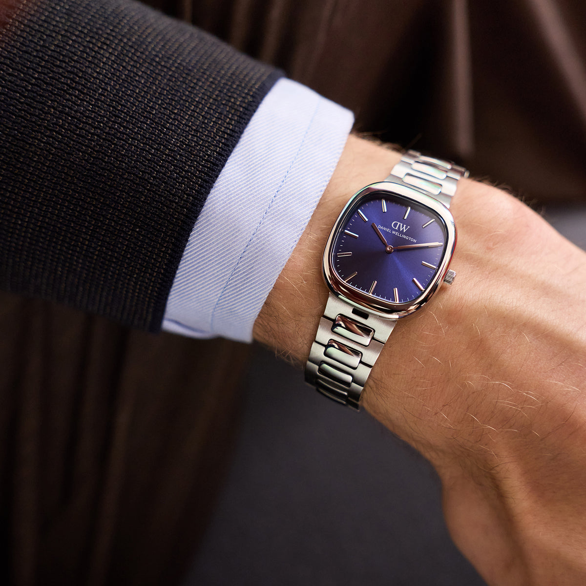 Men Quartz Blue Dial Analog Stainless Steel Watch DW00100986