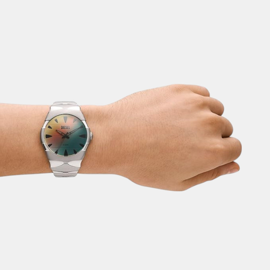 D-Sruptor Men Quartz Silver Dial Analog Stainless Steel Watch DZ2212