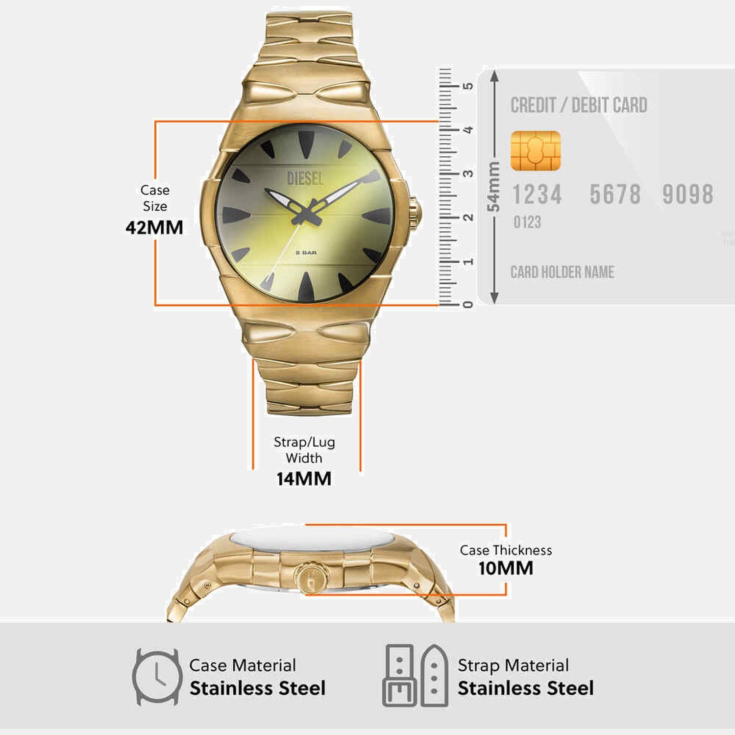 D-Sruptor Men Quartz Silver Dial Analog Stainless Steel Watch DZ2214