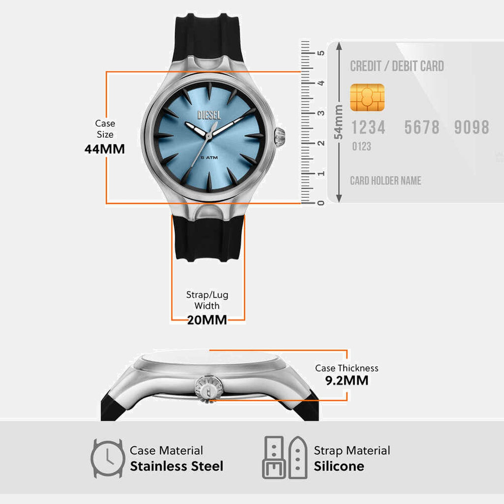 Streamline Men Quartz Blue Dial Analog Silicone Watch DZ2216