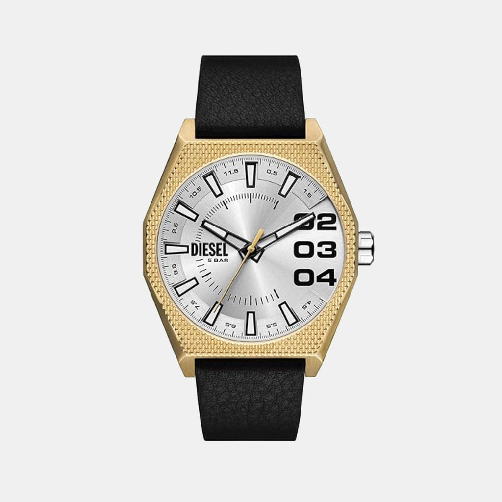 Scraper Men Quartz Silver Dial Analog Leather Watch DZ2219