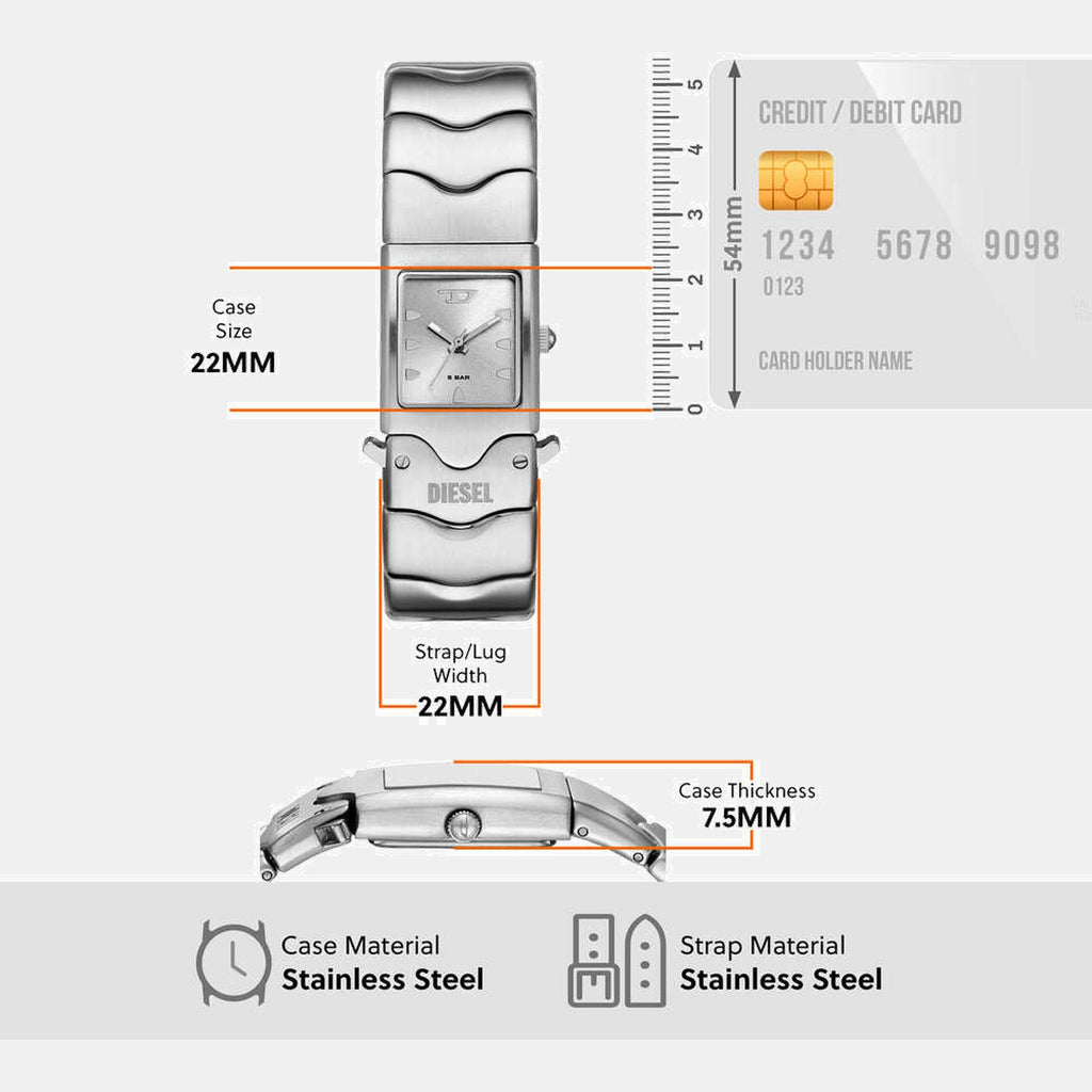Closer Men Quartz Silver Dial Analog Stainless Steel Watch DZ2222