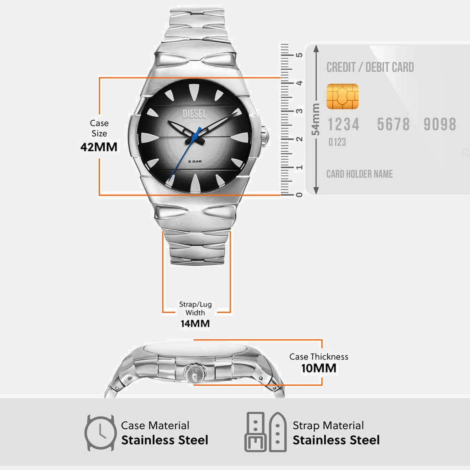 D-Sruptor Men Quartz Two Tone Dial Analog Stainless Steel Watch DZ2224