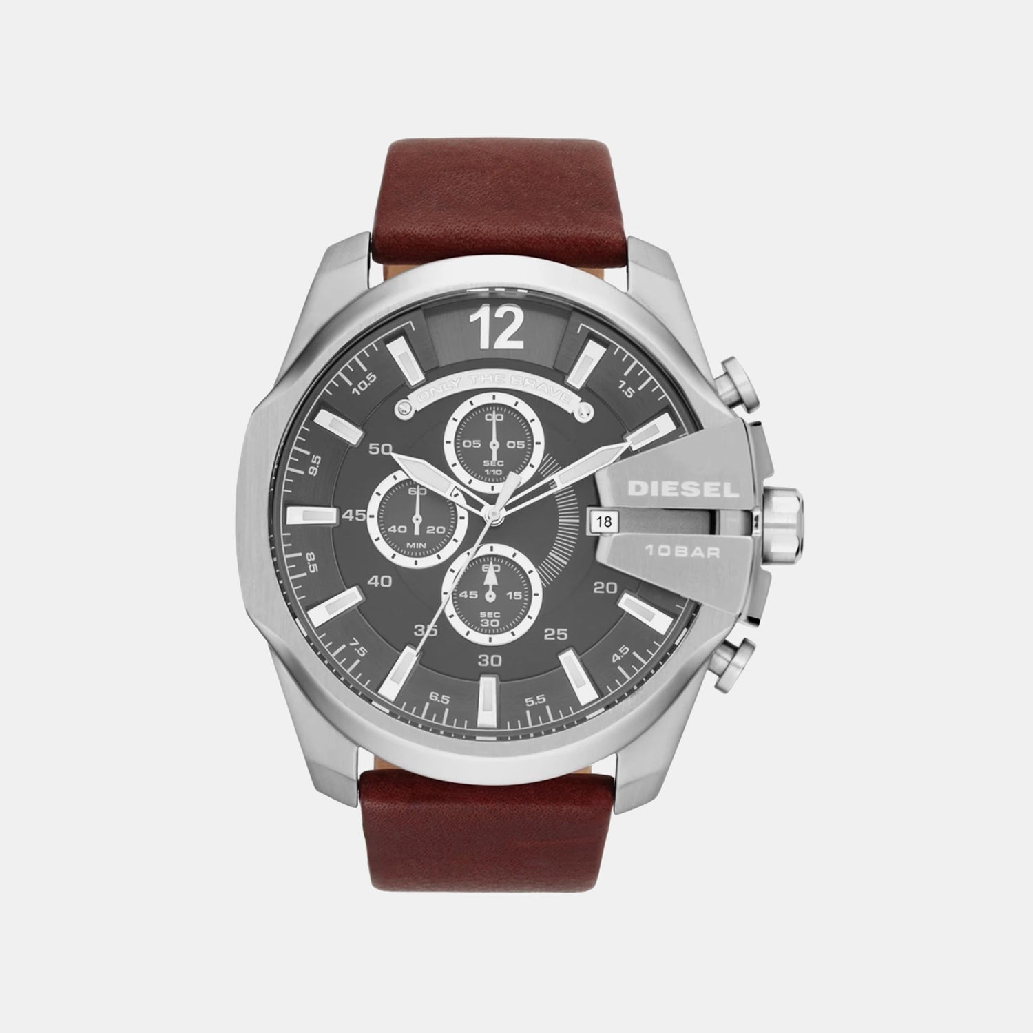 Mega Chief Men Quartz Black Dial Chronograph Leather Watch DZ4290