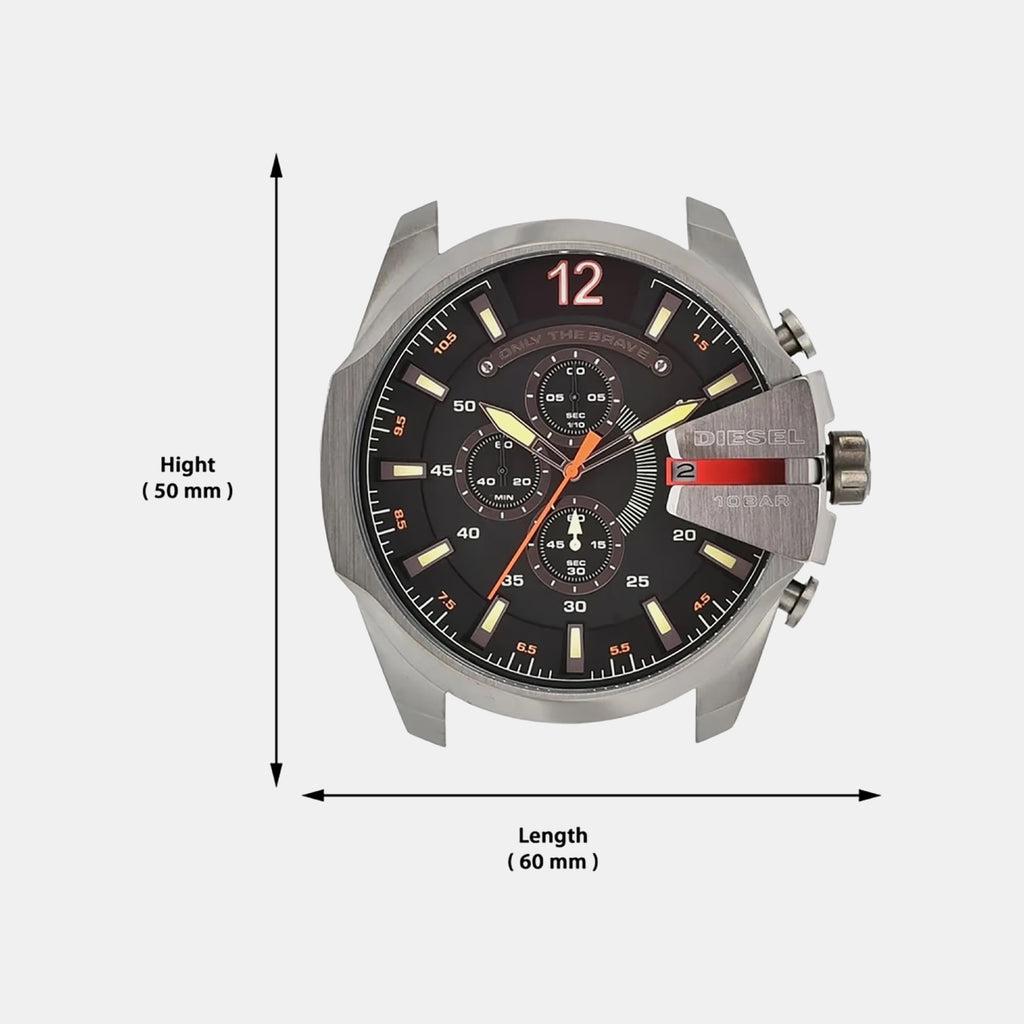 Mega Chief Men Quartz Black Dial Chronograph Leather Watch DZ4343