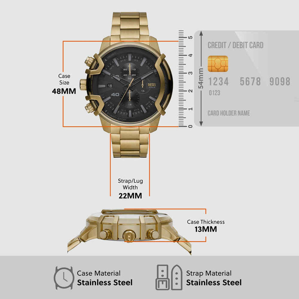 Griffed Men Quartz Black Dial Chronograph Stainless Steel Watch DZ4522