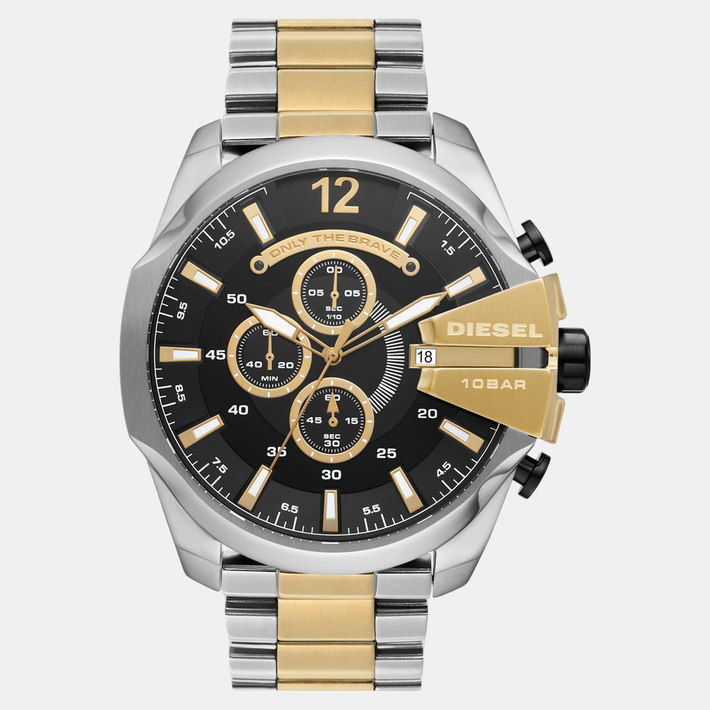 Mega Chief Men Quartz Black Dial Chronograph Stainless Steel Watch DZ4581