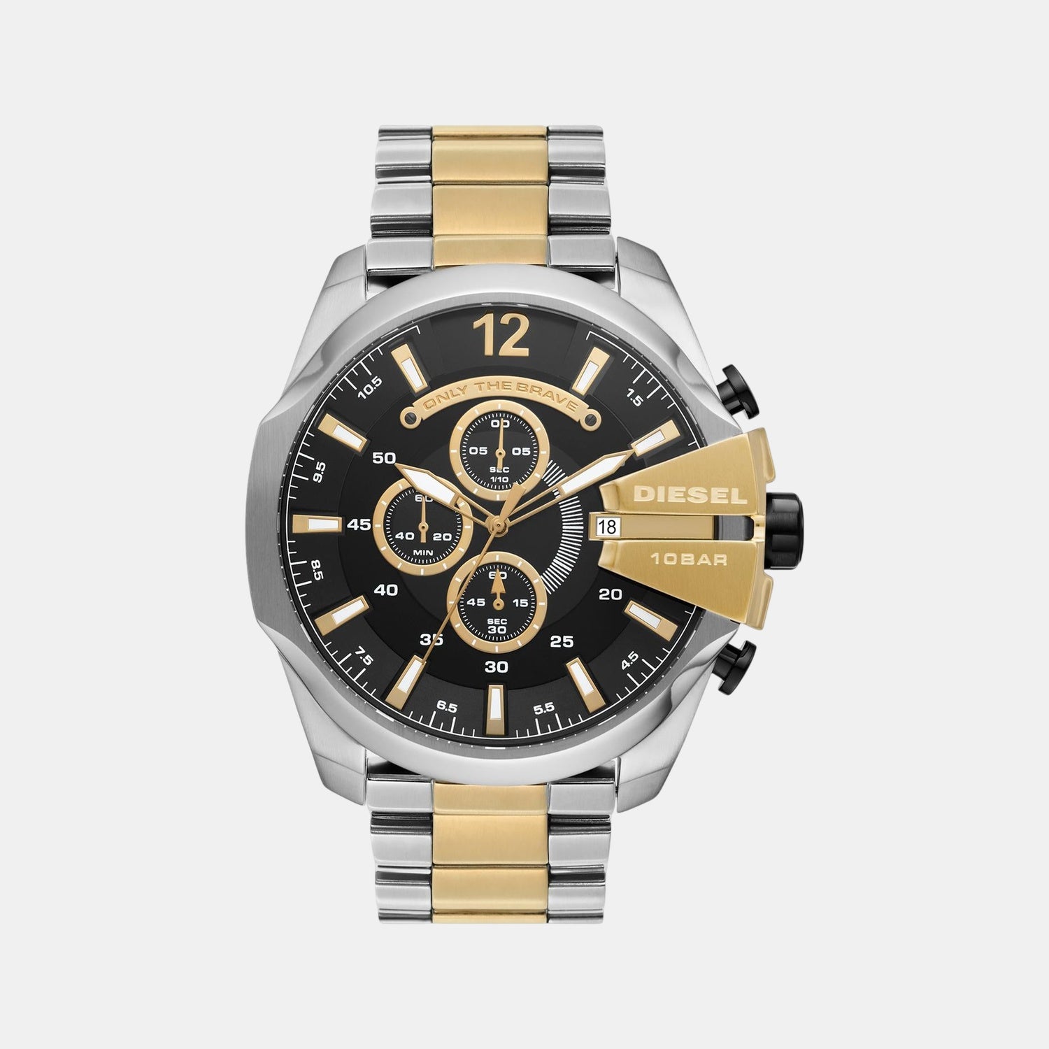 Mega Chief Men Quartz Black Dial Chronograph Stainless Steel Watch DZ4581