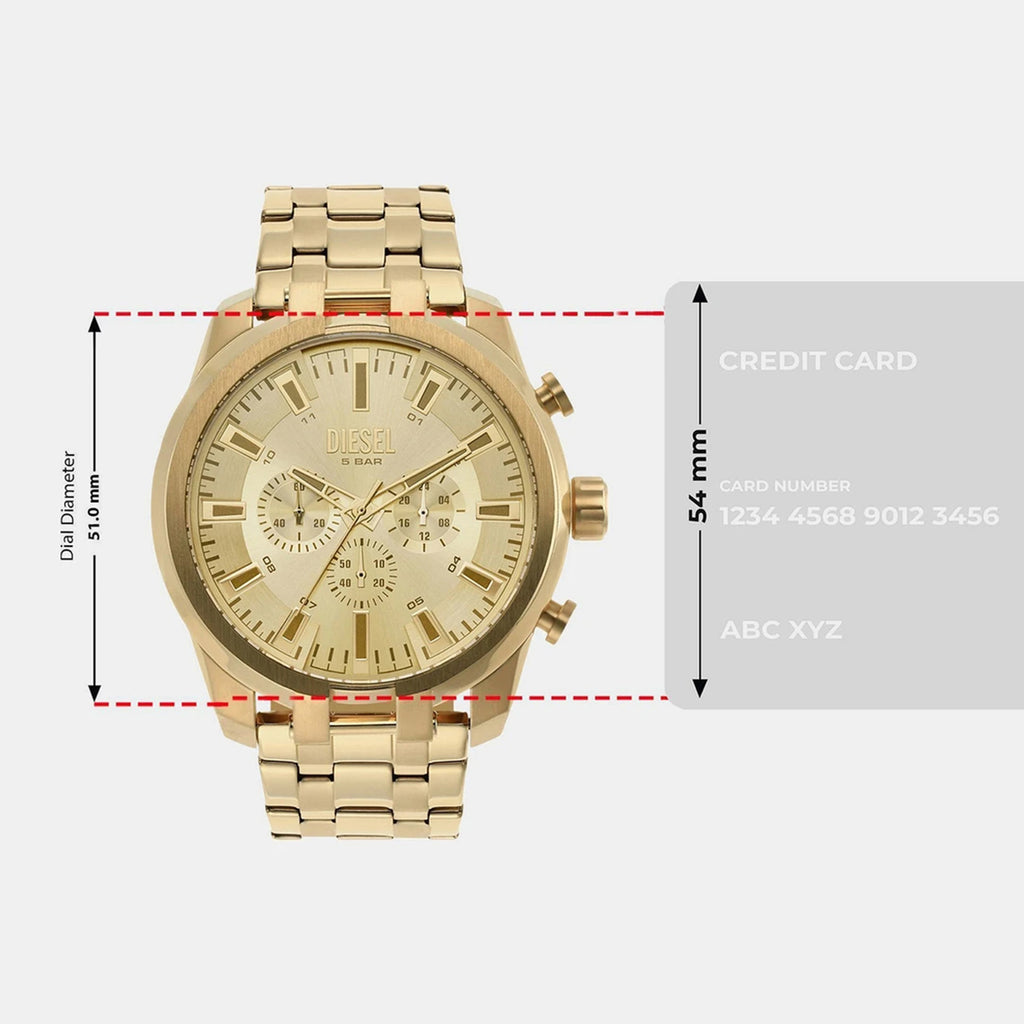 Split Men Quartz Gold Dial Chronograph Stainless Steel Watch DZ4590